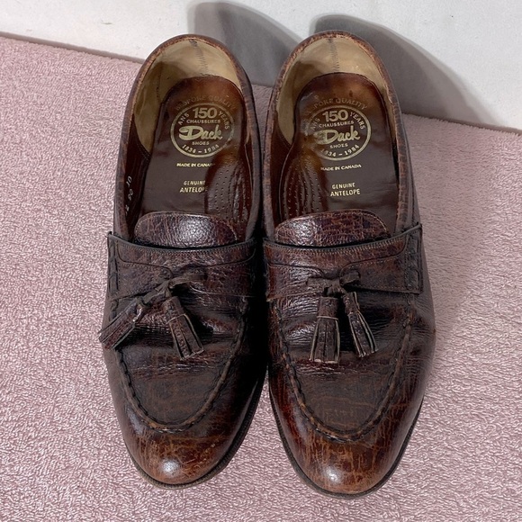 Vintage Dack Brown Antelope Leather Loafers Shoes 8.5 - Picture 1 of 13